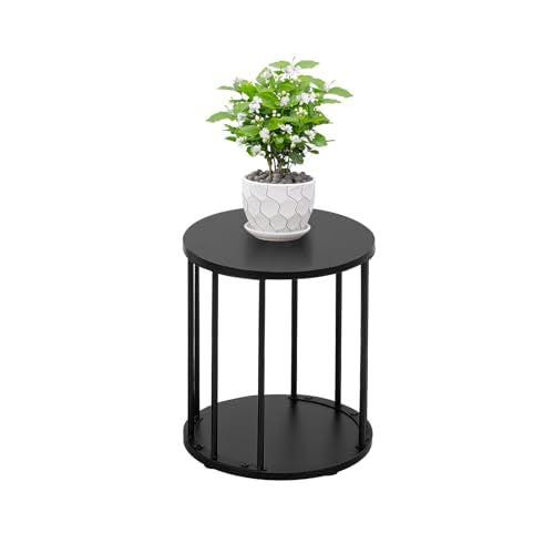Plant Stand Indoor,small plant stool,Flower Pot Corner stand holder,Mid Century Heavy Duty Metal Tall Home Decor,Modern Round End Table,Small Rustic Display Stand for Living Room,Bedroom(Black,14In) - color: 35cm black