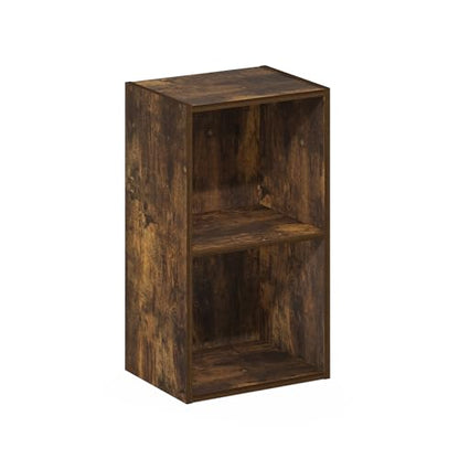 Furinno PASIR Book Shelf, 2-Tier Modern Bookshelf, Open Shelves Cube Bookcase, 9 x 12 x 21, Easy Assembly, Closed Back, for Living Room, Bedroom, Home Office, Amber Oak - color: Amber Oak, size: 2-Cube, 9 x 12 x 21