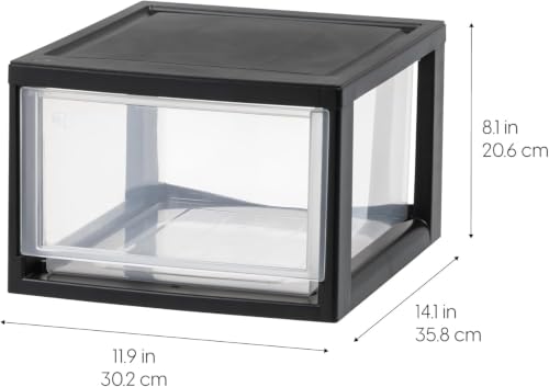 IRIS USA 14.5 Qt. Plastic Drawer Storage Organizer Stacking Drawers, 3-Pack, Stackable Unit with Sliding Drawer for Clothes Bedroom Kitchen Under Sink Pantry Craft Room Bathroom Dorm Office, Black - size: 14 Qt - 3 Pack