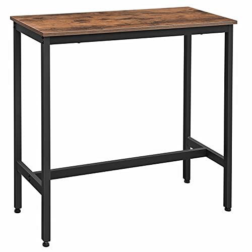 VASAGLE Bar Table, Kitchen Dining Table, High Top Pub Table, Bar Height Cocktail Table for Living Room Party, Sturdy Metal, 15.7 x 39.4 x 35.4 Inches for Narrow Spaces, Rustic Brown and Ink Black - color: Rustic Brown + Ink Black, size: 15.7"D x 39.4"W x
