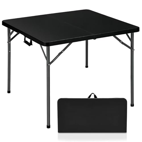 Lakhow 34" Square Folding Table, Plastic Commercial Folding Card Table with Collapsible Legs for Kitchen or Outdoor Party Wedding Event Indoor Outdoor Use, Black - color: 34 Inches Black