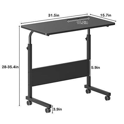 DlandHome Mobile Bed Table 31.5 Inch, Adjustable Side Table Laptop Computer Stand Desks with Tablet Slot Cart Tray Wheels,Black#2 - color: Black#2, size: 31.5 Inch