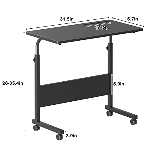 DlandHome Mobile Bed Table 31.5 Inch, Adjustable Side Table Laptop Computer Stand Desks with Tablet Slot Cart Tray Wheels,Black#2 - color: Black#2, size: 31.5 Inch