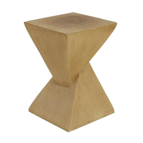 Modern Geometric Side Table with Sleek Matte Finish for Living Room, Bedroom, or Entryway Decor (Light Natural + Magnesium Oxide)