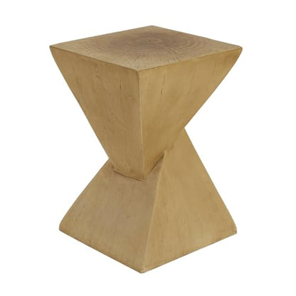 Modern Geometric Side Table with Sleek Matte Finish for Living Room, Bedroom, or Entryway Decor (Light Natural + Magnesium Oxide)