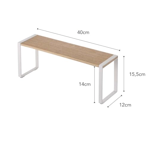 YAMAZAKI Home Kitchen Rack - Counter Storage Shelf Organizer Steel + WoodWhite