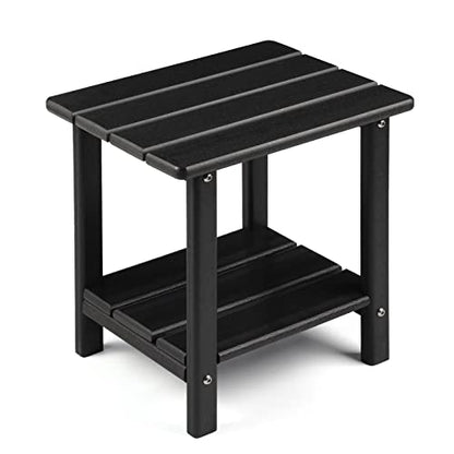 Apolimi Adirondack Outdoor Side Table, 2-Tier Sturdy Patio End Table Weather Resistant, 16.5" Solid Side Table for Patio, Pool, Porch - color: Black