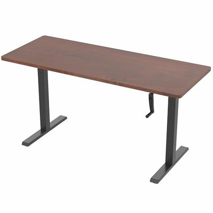 VIVO Manual Height Adjustable 60 x 24 inch Stand Up Desk, Dark Walnut Solid One-Piece Table Top, Black Frame, Standing Workstation with Foldable Handle, DESK-KIT-MB6D | Manual, Holds 110 lbs, Sit Stand, Height Adjustable, Solid One-Piece Table Top, Home O