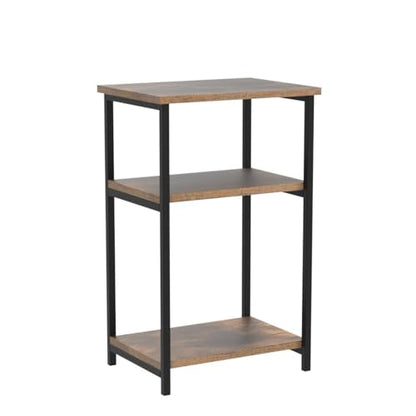 Furinno Just 3-Tier Metal Frame End Table with Storage Shelves, 2-Pack, Amber Pine - color: Amber Pine, size: 2-Pack, Metal Frame, 3-Tier