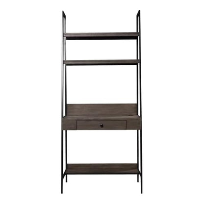 SEI Furniture - Lizvan Industrial Ladder Desk with Storage - Industrial Design, Grey Iron and Wood - Ideal for Home Office, Bedroom (HO1133637)