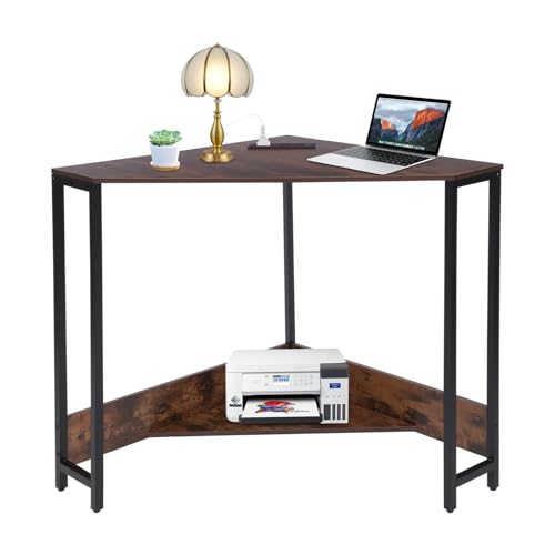 Corner Desk with Outlets, Small Desk for Limited Space, Modern Design with USB Ports and Power Sockets, Easy Assembly, Sturdy Construction for Home Office