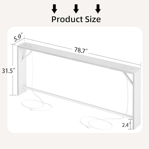 TIQLAB Sofa Table, 79 inch (1.2'' Thickness) Long Console Table Behind Couch, Narrow Entryway Table with Angled Metal Frame, Industrial Console Table, White - color: White, size: 79''L x 5.9''W x 31.5''H