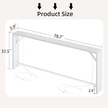 TIQLAB Sofa Table, 79 inch (1.2'' Thickness) Long Console Table Behind Couch, Narrow Entryway Table with Angled Metal Frame, Industrial Console Table, White - color: White, size: 79''L x 5.9''W x 31.5''H