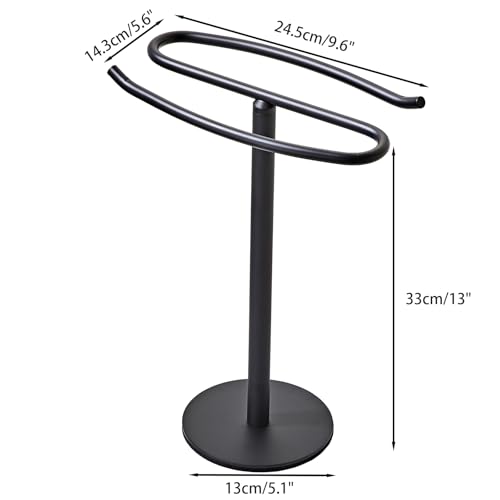 Matte Black Hand Towel Holder Stand,13 Inch Free-Standing Towel Rack, SUS304 Stainless Steel Towel Bar Rack Stand, Tower Bar for Bathroom Kitchen Vanity Countertop… - color: Matte Black