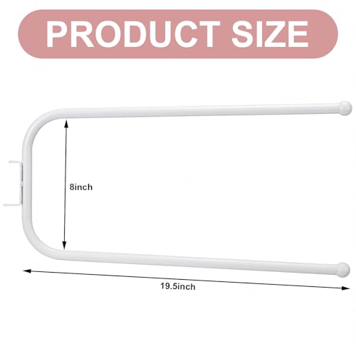 Novabright Door Hinge Towel Bar Rack Behind Storage Door Double Bar Towel White Alloy Steel Rack Holder Hinge Mounted for Family Compact Spaces Small Bathrooms Bedroom
