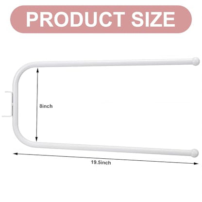Novabright Door Hinge Towel Bar Rack Behind Storage Door Double Bar Towel White Alloy Steel Rack Holder Hinge Mounted for Family Compact Spaces Small Bathrooms Bedroom