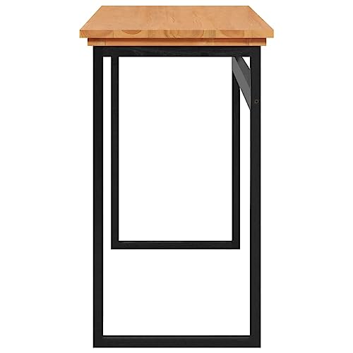 Solid Teak Wood Industrial Desk Industrial Aesthetic Computer Desk Compact Teak Wood Workspace for Home Office - size: 17.7 x 47.2 x 29.5 in (W x L x H)