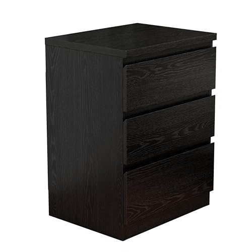Nightstand with Drawers, Bedside Table with Drawers, Sofa Side Table Storage Cabinet, Night Stand for Bedroom Living Room (1, 3 Drawers Black, 19.7" W×15.6" D×26.57" H) - color: 3 Drawers Black