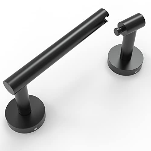 RUACQ Matte Black Toilet Paper Holder Wall Mount for Bathroom | Dual-Post Pivoting Tissue Roll Holder with Round Base, 304 Stainless Steel, Rustproof, Screw-in, for Hotels & Apartments - color: Matte Black, size: Classic