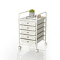 5-Tier Rolling Cart with 5 Drawers, Rolling Utility Cart with 2 Lockable Caster Wheels, Multipurpose Mobile Rolling Storage Drawer Cart for Office Bathroom Kitchen, Ivory White - size: White, 5-Tier