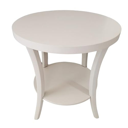Roundhill Furniture Perth Contemporary Round End Table with Shelf - color: Ivory