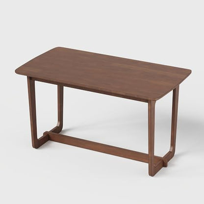 Solid Wood Writing Desk, 51.2 Inch Rubberwood Study Desk, Gaming Computer Table, Modern Home Office Desks with Round Edges, Simple Work Station for Living Room, Light Brown