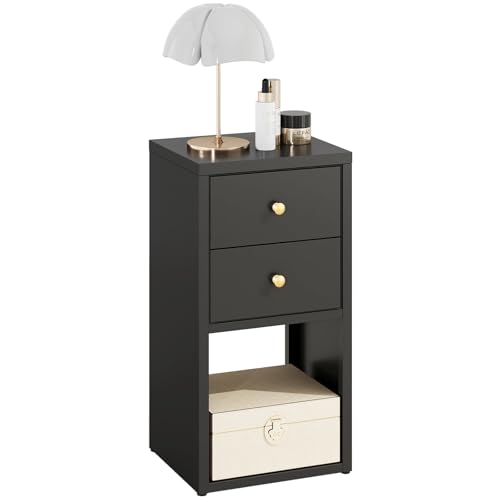 IRONMIX Metal 2 Cube Storage Organizer, Short Black Bookshelf with Storage Cabinet, Narrow Nightstands, Modern Cube Storage Shelf Slim Bedside Table for Small Places, Living Room, 15 min Assembly - color: Black, size: 363-2 Cube