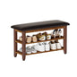 Shoe Bench with Leather Cushion,Rubberwood Bench with Shoe Rack | 2-Tier Shoe Storage Organizer for Entryway,Hallway,Living Room - size: 2-Tier-31.5"