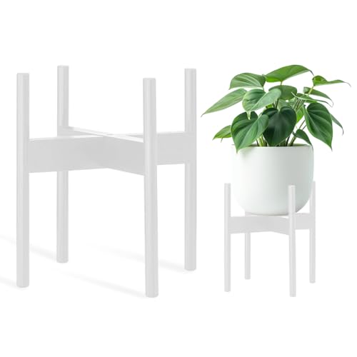 Wood 11.9" x 12.5" Plant Stand Indoor Outdoor, Wooden Single Floor Plant Pot Holder, Natural Plant Stand, Assembly Required (Excluding Potted Plants) - color: White, size: 12.5" H x 11.9" W