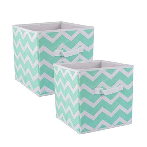 DII Non Woven Polyester Storage Bin, Chevron, Aqua, Small Set of 2 - color: Aqua, size: Small Set of 2