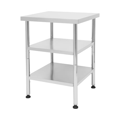 24"x24"x35" 3-Tier Industrial Work Table, Heavy Duty Stainless Steel Workstation with Adjustable Shelves, 470 lbs Top Load, 4 Swivel Casters and Leveling Feet for Restaurant or Home Use - size: 24x24x35 Inches