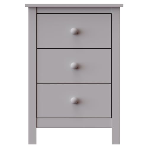 From the Tree Furniture Tall Nightstand with 3 Drawers - Solid Pine Wood Bedside Table with Spacious Storage & Sustainable Design - Gray Side Table for Bedroom Organization & Style - color: Grey