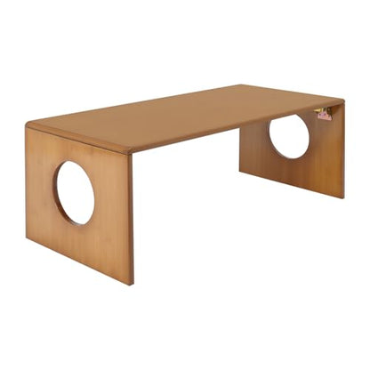 Folding Coffee Table Foldable Low Coffee Table Rectangular Bamboo Floor Table Desk with Large Load-Bearing Capacity for Tatami Home, Office, Living Room (31.5 * 14.5 * 11.8in) - size: 31.5*14.5*11.8in