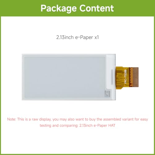 waveshare 2.13inch E-Ink Raw Display Compatible with Raspberry Pi 4B/3B+/3B/2B/B+/A+/Zero/Zero W/WH/Zero 2W Series Boards 250x122 Resolution SPI Interface Without PCB Supports Partial Refresh