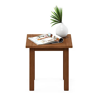 Furinno FG18506 Tioman Hardwood Patio Furniture Outdoor End Table, Natural - color: Natural, size: 17.5"D x 17.7"W x 17.3"H