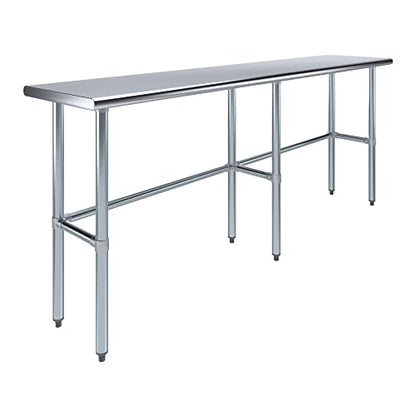 18 in. x 84 in. Open Base Stainless Steel Work Table | Residential & Commercial | Food Prep | Heavy Duty Utility Work Station | NSF - size: 84 in. Length x 18 in. Width