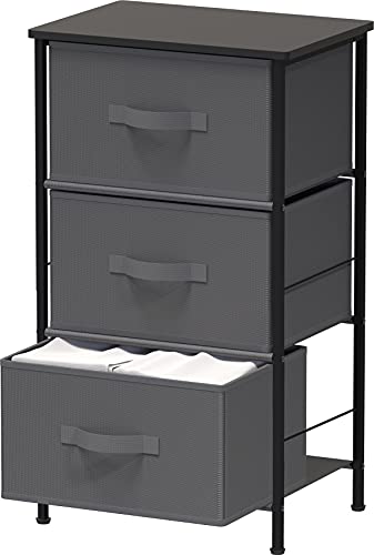 Simple Houseware 3 Drawer Nightstand Dresser with Wood Top, Dark Grey - color: Dark Grey, size: 3 Drawers
