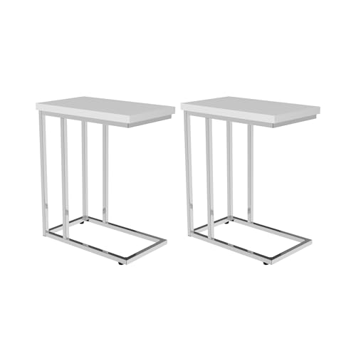 Lavish Home C-Shaped Side Tables Set of 2 – Modern Sofa End Tables or Bedside Nightstands – Space-Saving Laptop Tray Tables for Small Spaces (White) - style: Set of 2