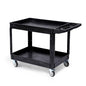 Heavy Duty Rolling Utility Cart, 2 Tier Service Cart with Wheels, Ergonomic Storage Handle, 550 LBS Capacity, Plastic Tool Cart Detailing Cart for Warehouse, Garage, Workshop,Kitchen, 40.5x17.7 in
