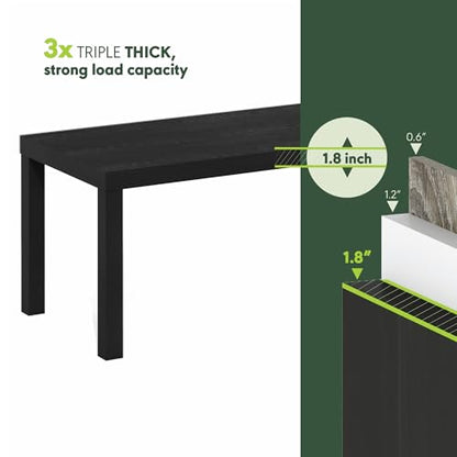 Furinno CLASSIC Coffee Table, Modern Rectangle Printer Stand, Black | 1.8" Triple Thick Tabletop, Toolless Assembly, Side Table, for Living Room, Home Office - color: Black, size: Rectangle