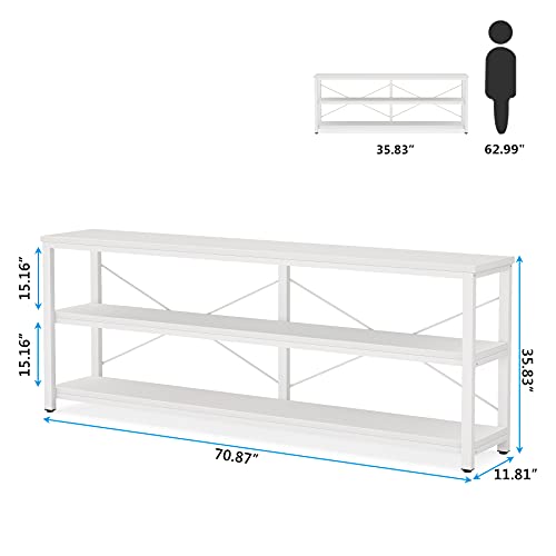 Tribesigns 71" Sofa Tables,Extra Long Couch Table, Narrow Long Console Table, Entryway Table,Sofa Table with 3 Tiers Storage Shelves (White) - color: White