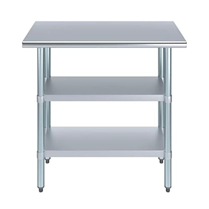 Stainless Steel Work Table with Double Undershelf – Commercial Prep Table for Restaurant, Kitchen, Bakery – NSF Certified (14 x 36) - size: 14x36