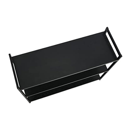Household Essentials Jamestown Wide 3 Shelf Open Storage Bookshelf Black Oak Wood Grain and Black Metal - color: Black Oak
