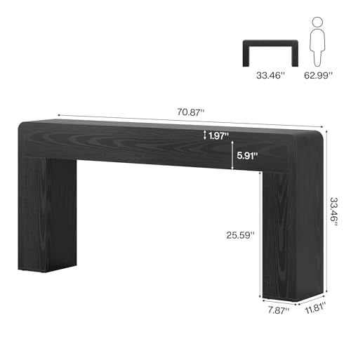 Tribesigns 70.9-Inch Extra Long Console Table, Rustic Wooden Sofa Table Behind Couch, Farmhouse Entryway Console for Living Room, Entryway, Hallway, Foyer (Black) - color: Black