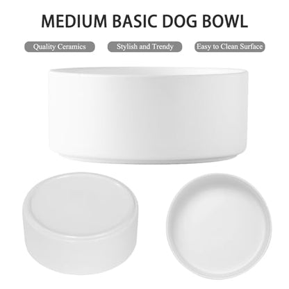 6'' Ceramic Dog Bowl - 30Oz Classic Dogs Food & Water Bowl for Small and Medium Breed Dogs, Heavy Duty Non-Slip Dog Dishes, Food Grade Stoneware Pet Bowl, Dishwasher & Microwave Safe, White - color: Bowl - White, size: 6 inch