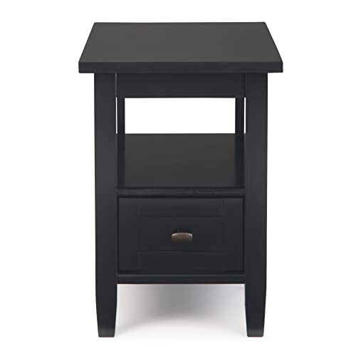 SIMPLIHOME Warm Shaker Solid Wood 14 inch Wide Transitional-Style Narrow Side Tables in Black for the Living Room and Bedroom (Set of 2) - color: Black, size: 14 inch, style: End Table (Set of 2)