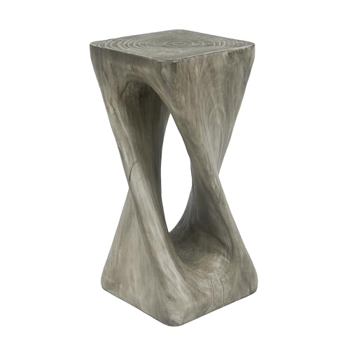 Merax Twist Shape MGO Accent Side Table, Unique Modern End Table with Wide Pedestal & Tabletop, Small Drink Tables for Living Room, Bedroom Night Stand Bedside Table, No Assembly Required, Grey - color: Grey, size: Twist Shaped