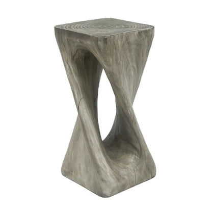 Merax Twist Shape MGO Accent Side Table, Unique Modern End Table with Wide Pedestal & Tabletop, Small Drink Tables for Living Room, Bedroom Night Stand Bedside Table, No Assembly Required, Grey - color: Grey, size: Twist Shaped