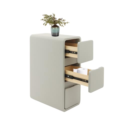 Narrow Nightstand with Drawers, Floor Standing Small Bedside Tables Skinny Nightstand Narrow Side Table Slim End Table for Bedrooms, Living Rooms, Hallways, Study Rooms, Offices Light Grey - color: Light Grey