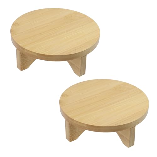 Oedema 2 Pcs Wood Plant Stand Round Wooden Flower Pot Stands Riser Display Potted Rack for Small Indoor Outdoor Plants - size: 6inch/153mm, 2pcs